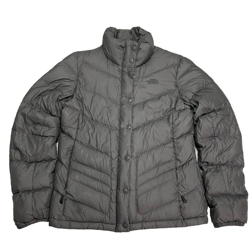 North Face Womens M Grey Puffer Jacket Coat 700 Goose Down Winter Quilted
